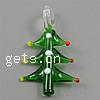 Colgantes de cristal de murano de Navidad, Árbol de Navidad, Joyas de Navidad, verde, 29x25x5mm, agujero:aproximado 6mm, Vendido por UD