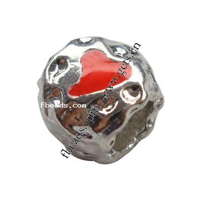 Enamel Zinc Alloy European Beads, Drum, plated, without troll & large hole, more colors for choice, nickel, lead & cadmium free, 9x10mm, Hole:Approx 5mm, Sold By PC