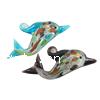 Кулоны лэмпворк в форме животного, Лэмпворк, Дельфин, серебрянная фольга, Много цветов для выбора отверстие:Приблизительно 5mm, продается PC