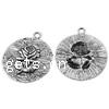 Zinc Alloy Flat Round Pendants, plated, with flower pattern Approx 3.5mm 