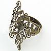 Brass Filigree Ring Base, Butterfly, plated, adjustable US Ring 