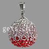 Rhinestone Stainless Steel Pendants, with Stainless Steel, Round & two tone Approx 