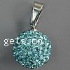 Rhinestone Stainless Steel Pendants, with Stainless Steel, Round green Approx 