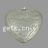 Plated Acrylic Pendants, Heart, with flower pattern Approx 3.5mm [