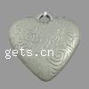 Plated Acrylic Pendants, Heart, with flower pattern Approx 4mm 