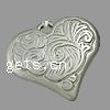 Plated Acrylic Pendants, Heart, with flower pattern Approx 4mm 