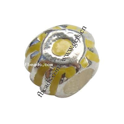 Enamel Zinc Alloy European Beads, Rondelle, plated, without troll & large hole, more colors for choice, nickel, lead & cadmium free, 9x11mm, Sold By PC