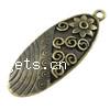 Zinc Alloy Flat Oval Pendants, plated, with flower pattern Approx 2mm 