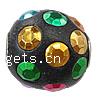 Indonesia Jewelry Beads, with Brass, Round, with acrylic rhinestone & large hole, cadmium free, 17mm Approx 5mm 