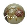 Silver Foil Lampwork Beads, Round, handmade, with flower pattern & gold sand 14mm Approx 2mm 