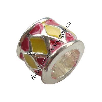Enamel Zinc Alloy European Beads, Tube, plated, without troll & large hole, more colors for choice, nickel, lead & cadmium free, 8x7mm, Hole:Approx 5mm, Sold By PC