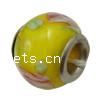 Silver Plated Double Core Lampwork European Beads, Rondelle, antique silver color plated, cupronickel double core without troll, yellow Approx 5mm 