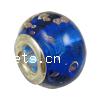 Silver Plated Double Core Lampwork European Beads, Rondelle, antique silver color plated, cupronickel double core without troll, blue Approx 5mm 