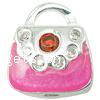 Enamel Sterling Silver European Beads, 925 Sterling Silver, Handbag, plated, without troll & with rhinestone Approx 4.5mm 