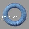 Tissé anneaux de liaison, avec laine & bois, beignet, bleu Environ 35mm, Vendu par PC