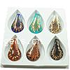 Lampwork Pendants, Leaf, handmade, gold sand, mixed colors Approx 9mm 
