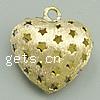Brass Heart Pendants, plated, with star pattern & brushed & hollow Approx 2mm 