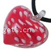 Pendentifs artisanaux au style murano, chalumeau, coeur, fait à la main, avec les motifs de tâches rondes, rouge Environ 5mm, Vendu par PC