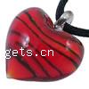 Pendentifs artisanaux au style murano, chalumeau, coeur, fait à la main, strie, rouge Environ 5mm, Vendu par PC