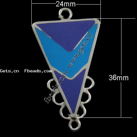 Enamel Metal Alloy Connector, Triangle, plated, more colors for choice, 36x24x2mm, Hole:Approx 2mm, Sold By PC