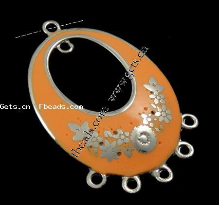 Enamel Metal Alloy Connector, Oval, plated, 1/6 loop, more colors for choice, 37x27x2mm, Hole:Approx 2mm, Sold By PC