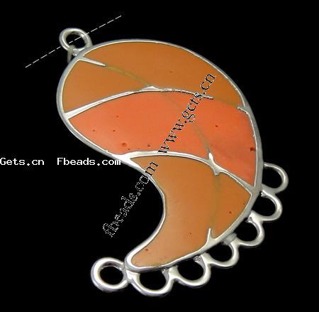 Enamel Metal Alloy Connector, Leaf, plated, 1/7 loop, more colors for choice, 37x24x2mm, Hole:Approx 3mm, Sold By PC
