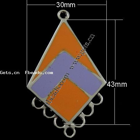 Enamel Metal Alloy Connector, Rhombus, plated, 1/7 loop, more colors for choice, 43x30x2mm, Hole:Approx 3mm, Sold By PC