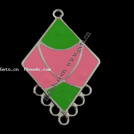 Enamel Metal Alloy Connector, Rhombus, plated, 1/7 loop, more colors for choice, 44x33x2mm, Hole:Approx 3mm, Sold By PC