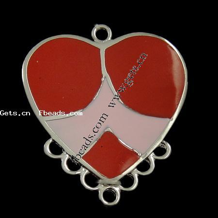 Enamel Metal Alloy Connector, Heart, plated, 1/7 loop, more colors for choice, 39x39x2mm, Hole:Approx 3mm, Sold By PC
