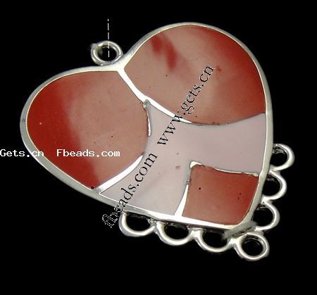 Enamel Metal Alloy Connector, Heart, plated, 1/7 loop, more colors for choice, 39x39x2mm, Hole:Approx 3mm, Sold By PC