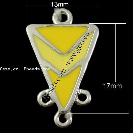 Enamel Metal Alloy Connector, Triangle, plated, 1/3 loop, more colors for choice, 17x13x3mm, Hole:Approx 1mm, Sold By PC