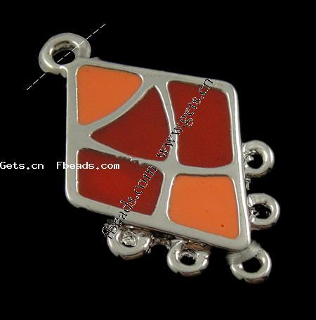 Enamel Metal Alloy Connector, Rhombus, plated, 1/5 loop, more colors for choice, 21x16x2mm, Hole:Approx 2mm, Sold By PC