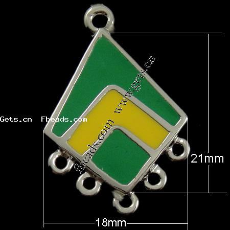 Enamel Metal Alloy Connector, Rhombus, plated, 1/5 loop, more colors for choice, 21x18x2mm, Hole:Approx 2mm, Sold By PC