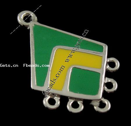 Enamel Metal Alloy Connector, Rhombus, plated, 1/5 loop, more colors for choice, 21x18x2mm, Hole:Approx 2mm, Sold By PC