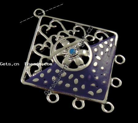 Enamel Metal Alloy Connector, Rhombus, plated, 1/5 loop, more colors for choice, 35x34x3mm, Hole:Approx 2mm, Sold By PC