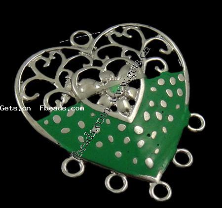 Enamel Metal Alloy Connector, Heart, plated, 1/5 loop, more colors for choice, 29x29x2mm, Hole:Approx 2mm, Sold By PC