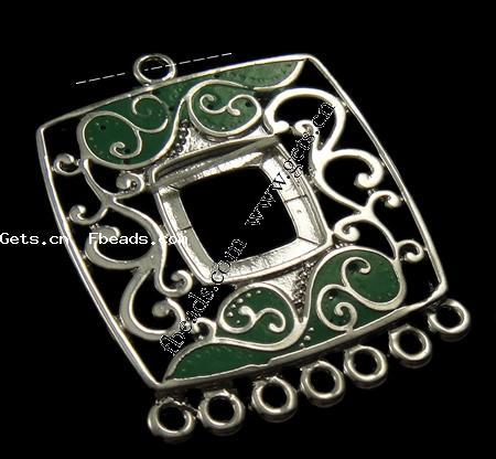 Enamel Metal Alloy Connector, Rectangle, plated, 1/7 loop, more colors for choice, 32x30x2mm, Hole:Approx 2mm, Sold By PC