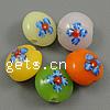 Refined Lampwork Beads, Flat Round, with flower pattern Approx 2.5mm 
