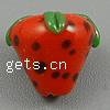 Refined Lampwork Beads, Strawberry, with flower pattern Approx 2mm 