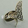 Brass Filigree Ring Base, Butterfly, plated, adjustable US Ring .5 