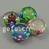 Refined Lampwork Beads, Rondelle, with flower pattern Approx 2mm [