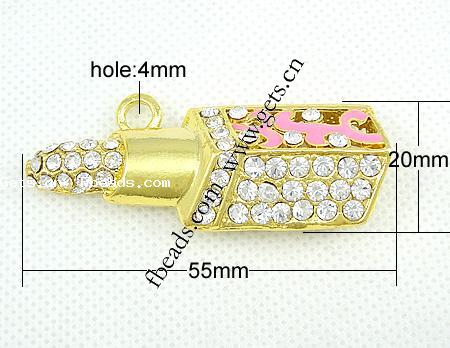 Zinc Alloy Tool Pendants, plated, enamel, more colors for choice, 55x20x12mm, Hole:Approx 4mm, Sold By PC