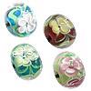 Lampwork Beads, Rondelle, handmade, with flower pattern Approx 2.5mm 