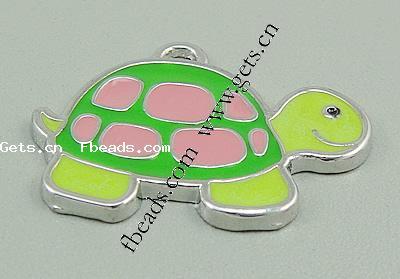 Pendentifs émail, alliage de zinc, tortue, Placage, plus de couleurs à choisir, 25x19x1.5mm, Trou:Environ 2x1.5mm, Vendu par PC