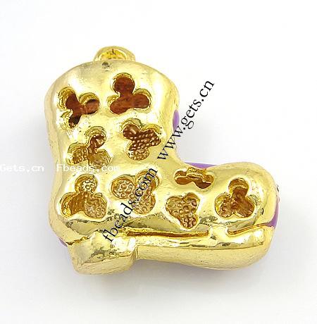 Zinc Alloy Shoes Pendants, with Rhinestone & enamel, plated, enamel, more colors for choice, nickel free, 30x30x11mm, Hole:Approx 3mm, Sold By PC