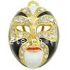 Character Shaped Zinc Alloy Pendants, Mask, plated, with Mideast rhinestone & enamel nickel free Approx 2.5mm 