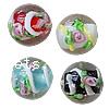Lampwork Beads, Round, handmade, with flower pattern & two tone 12mm Approx 2mm 