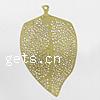 Brass Stamping Pendants, Leaf, plated, hollow Approx 0.5mm 