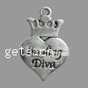 Zinc Alloy Message Pendants, Heart, plated, with letter pattern Approx 1.5mm 