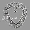 Filigree Zinc Alloy Connector, Heart, plated, multi loops Approx 3.5mm 